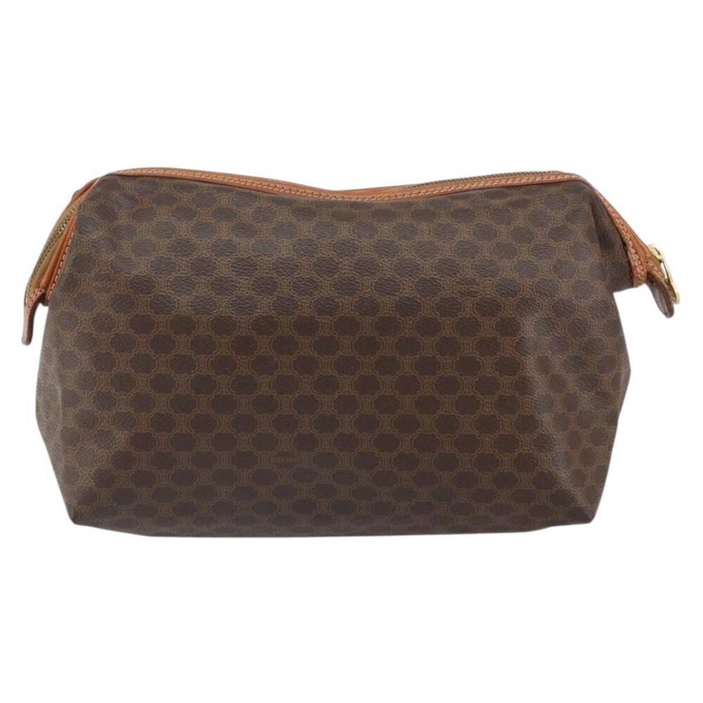 CELINE Macadam Canvas Clutch Bag PVC Leather Brown Gold Auth 162022 - Picture 2 of 16